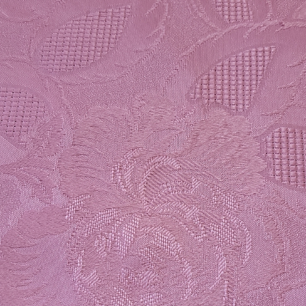Dusty Rose Floral Textured Tablecloth with Scalloped Edges - Size 50" x 98"